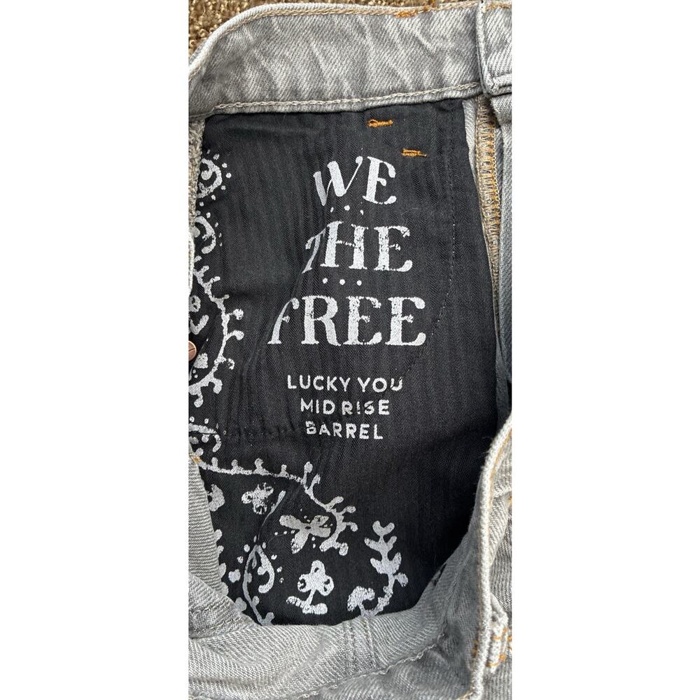 Free People Lucky You Mid Rise Barrel Jeans Gray Curved Leg Denim 30" - Picture 3 of 6